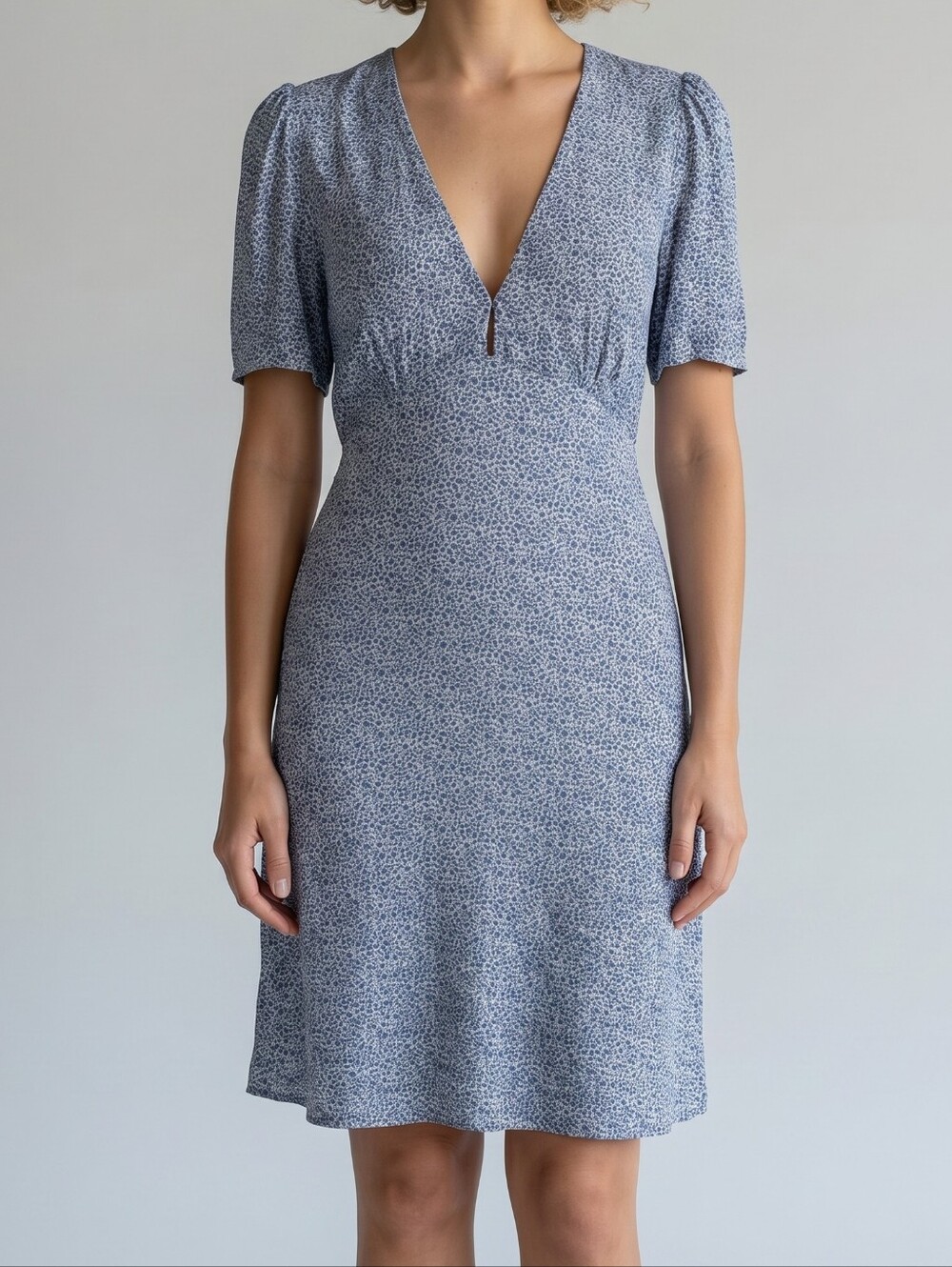 Abercrombie & Fitch Blue  Floral V-Neck Short Sleeve Dress XXS